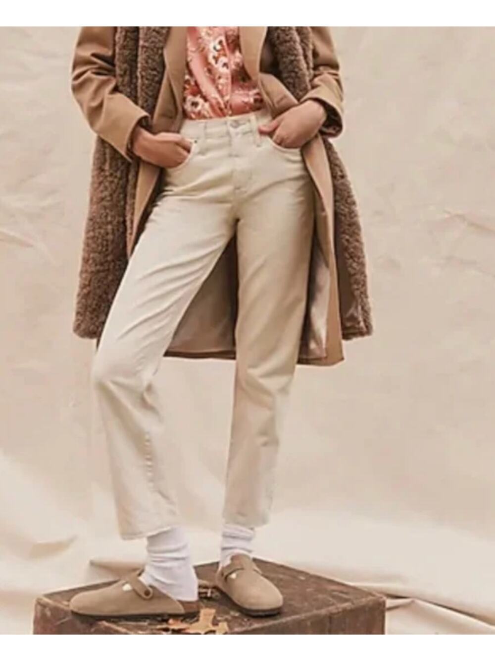 J. Crew High Rise Slouchy Boyfriend Denim Jeans Bone Cream Size 24 NEW